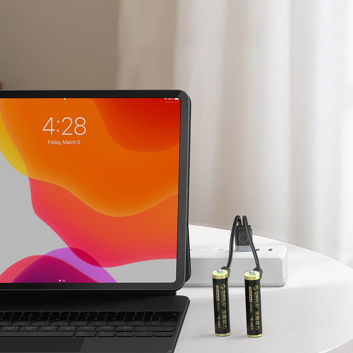Orico Ener-G EG7C литиева батерия 1.5V 500mWh AAA USB-C акумулаторна батерия с кабел за зареждане 4 бр.