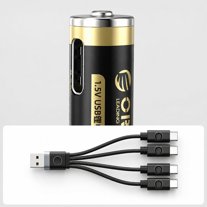 Orico Ener-G EG7C литиева батерия 1.5V 500mWh AAA USB-C акумулаторна батерия с кабел за зареждане 4 бр.