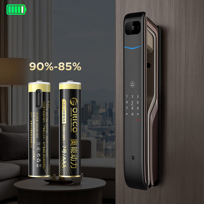 Orico Ener-G EG7C литиева батерия 1.5V 500mWh AAA USB-C акумулаторна батерия с кабел за зареждане 4 бр.