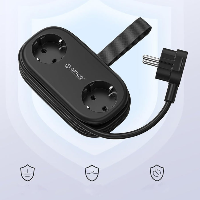 Orico APP 15.5W 5в1 Разклонител 2x AC + 2x USB-A + 1x USB-C - Черен