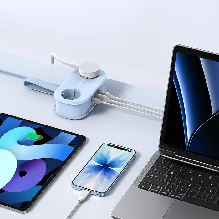 Orico AP3 20W GaN 5в1 разклонител 2x AC + 2x USB-A + 1x USB-C - син