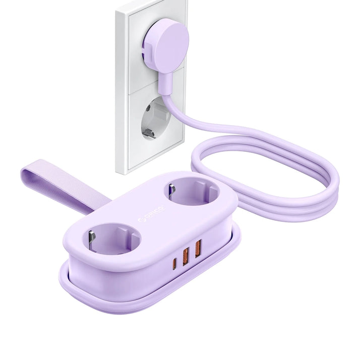 Orico AP3 20W GaN 5в1 разклонител 2x AC + 2x USB-A + 1x USB-C - лилав