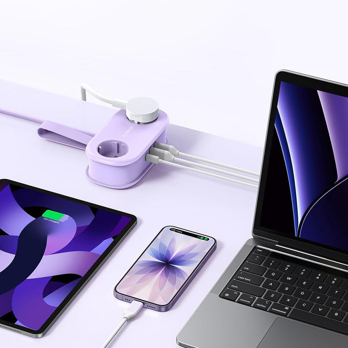 Orico AP3 20W GaN 5в1 разклонител 2x AC + 2x USB-A + 1x USB-C - лилав