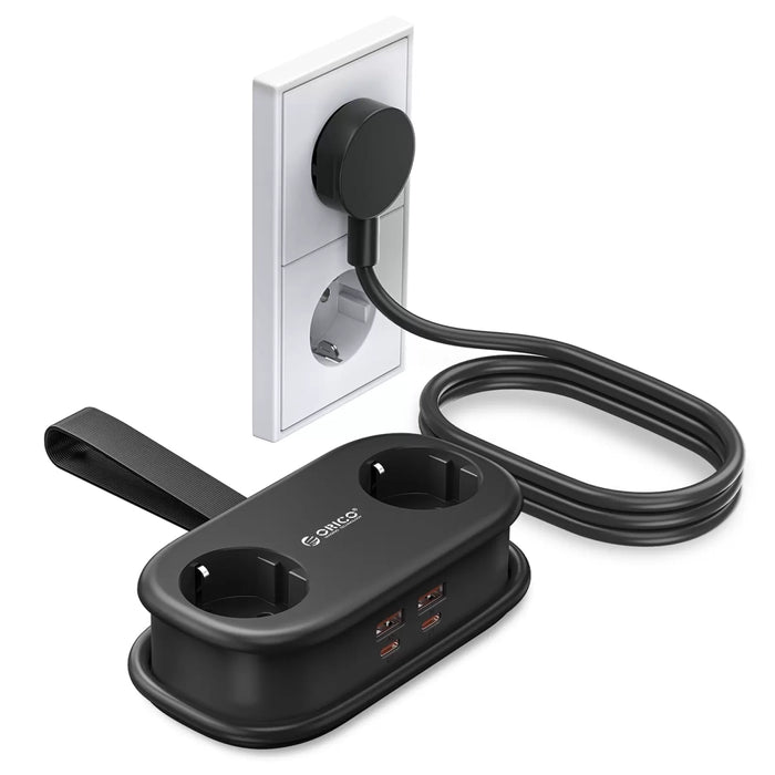 Orico AP3 20W GaN 5в1 Разклонител 2x AC + 2x USB-A + 1x USB-C - Черен