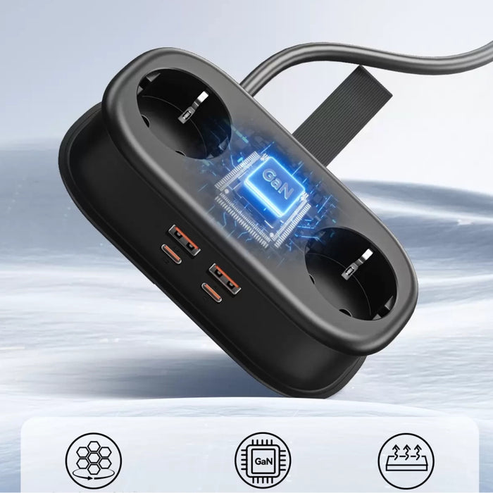 Orico AP3 20W GaN 5в1 Разклонител 2x AC + 2x USB-A + 1x USB-C - Черен