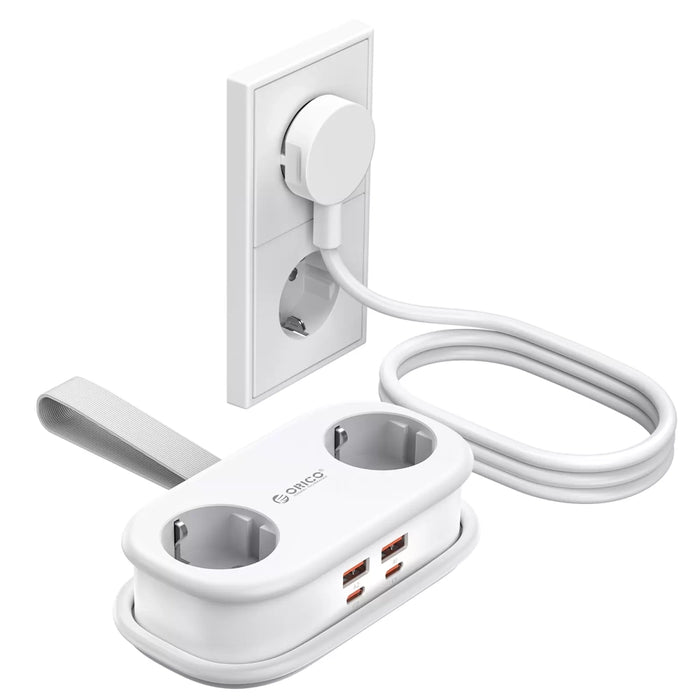Orico AP3 20W GaN 5в1 разклонител 2x AC + 2x USB-A + 1x USB-C - бял