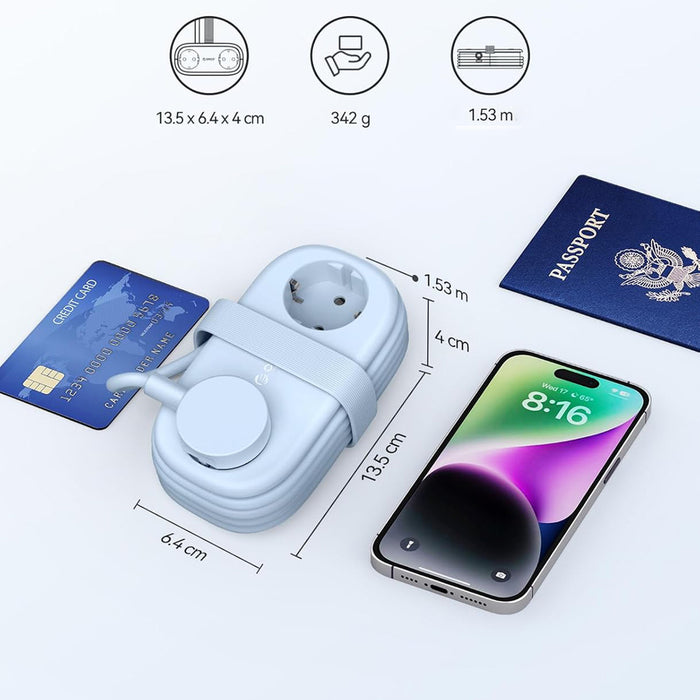 Orico AP3 65W GaN 6в1 разклонител 2x AC + 2x USB-A + 2x USB-C - син