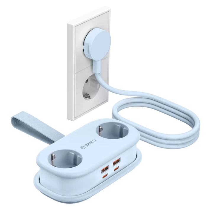 Orico AP3 65W GaN 6в1 разклонител 2x AC + 2x USB-A + 2x USB-C - син