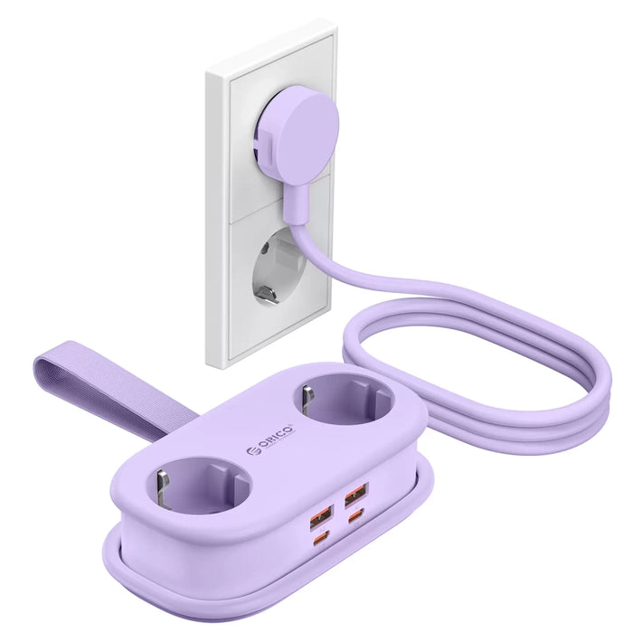 Orico AP3 65W GaN 6в1 разклонител 2x AC + 2x USB-A + 2x USB-C - лилав