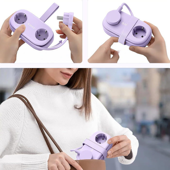 Orico AP3 65W GaN 6в1 разклонител 2x AC + 2x USB-A + 2x USB-C - лилав