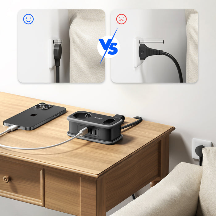 Orico AP3 65W GaN 6в1 разклонител 2x AC + 2x USB-A + 2x USB-C - черен
