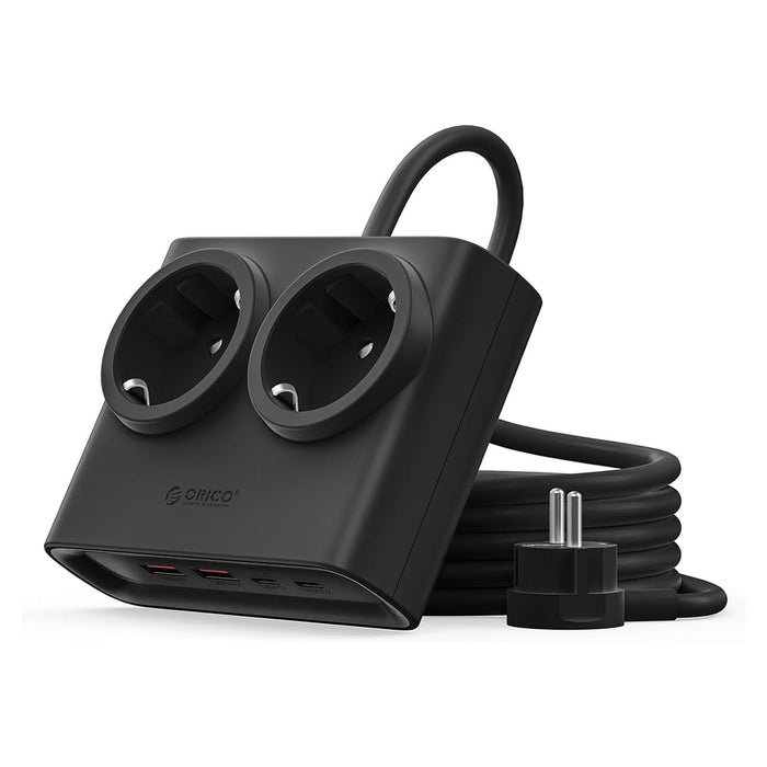 Orico PDC25 25W 6в1 Разклонител 2x AC + 2x USB-A + 2x USB-C - Черен