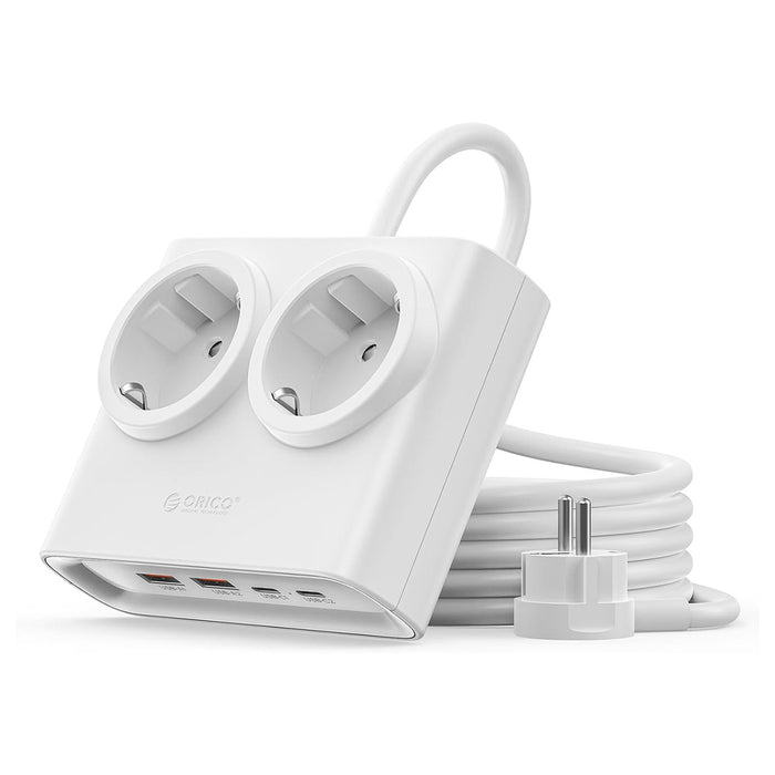Orico PDC25 25W 6в1 Разклонител 2x AC + 2x USB-A + 2x USB-C - Бял