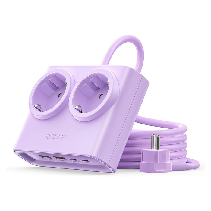 Orico PDC25 25W 6в1 Разклонител 2x AC + 2x USB-A + 2x USB-C - Лилав