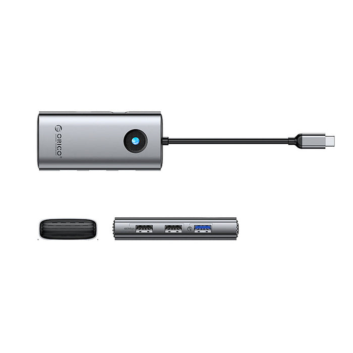Orico PW11-5P USB-C хъб докинг станция 1x USB-A 3.0 + 2x USB-A 2.0 + 1x USB-C PD + 1x HDMI - сив