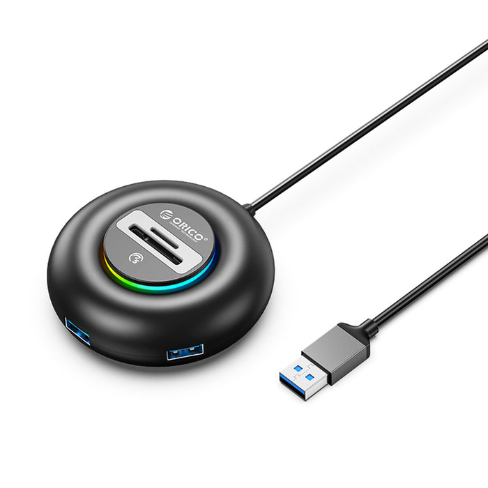 Orico YXR4 RGB USB хъб 4-портов USB-A 3.0 с четец за SD и microSD карти 1.8 м - черен