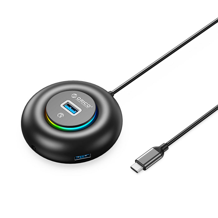 Orico YXR4-C3 RGB USB хъб 4-портов USB-A 3.0 с аудио/микрофонен порт 1.8 м - черен