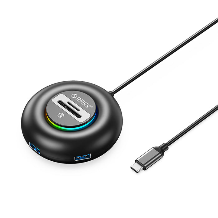 Orico YXR5-C3 USB хъб 4-портов USB-A 3.0 с четец за SD и microSD карти 0.3 м - черен