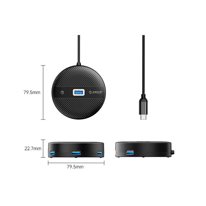 ORICO YS1-C2 4-портов USB хъб 1x USB-A 3.0 3x USB-A 2.0 0.3 м - черен
