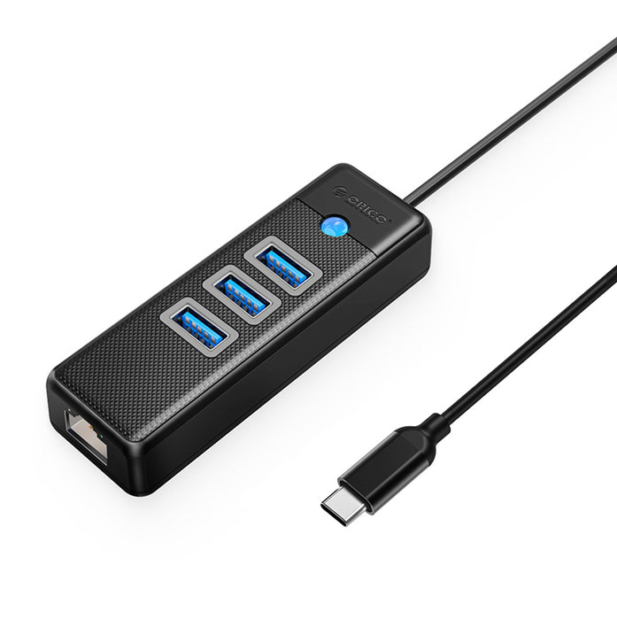 Orico PW3UR25-C3 USB хъб 4-портов 3x USB-A 3.0 1x RJ45 2.5G Ethernet 1.8 м - черен