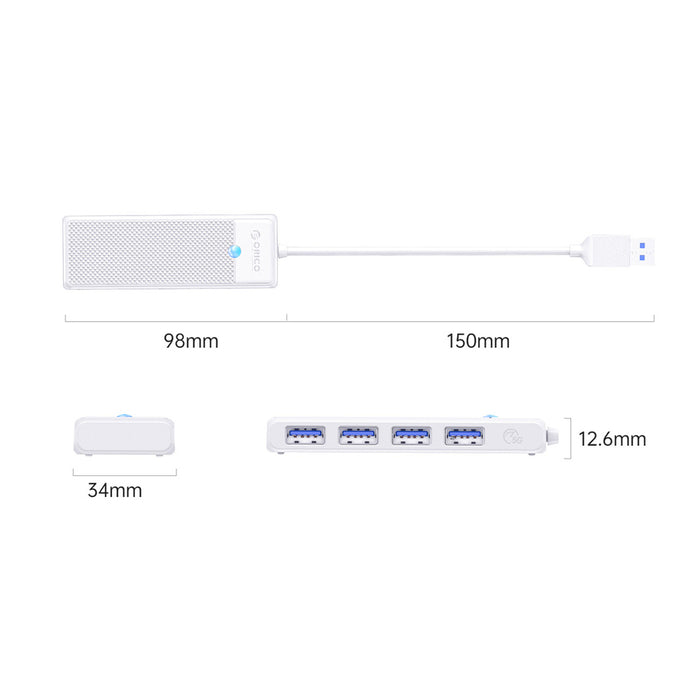 Orico PAPW4A-U3 USB хъб 4-портов 4x USB-A 3.0 0.15 м - бял