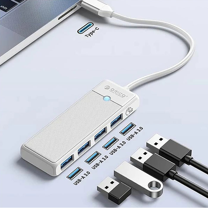 Orico PAPW4A-C3 USB хъб 4-портов 4x USB-A 3.0 1.8 м - бял