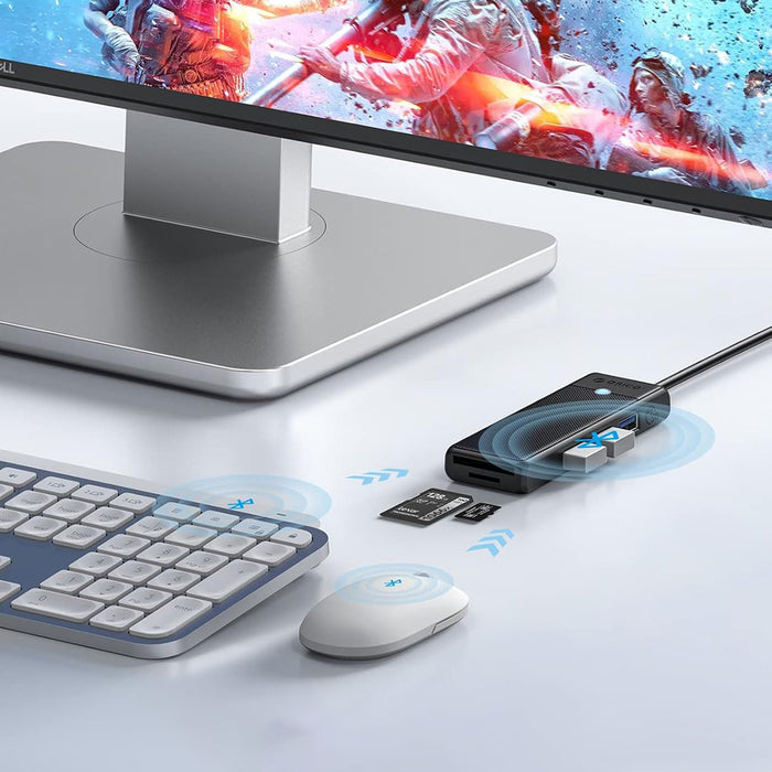 Orico PAPW3AT-U3 USB хъб 4-портов 3x USB-A 3.0 с четец за microSD/SD карти 1 м - черен