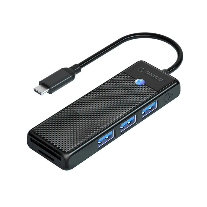 Orico PAPW3AT-C3 USB хъб 4-портов 3x USB-A 3.0 с четец за microSD/SD карти 1 м - черен
