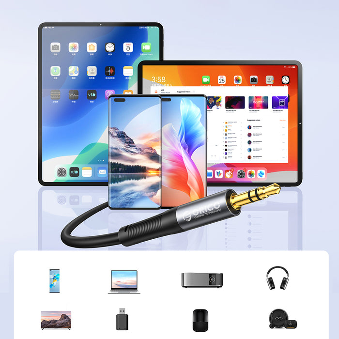 Orico AXW Ъглов аудио кабел Mini Jack 3.5 мм мъжки към мъжки, 1 м - черен