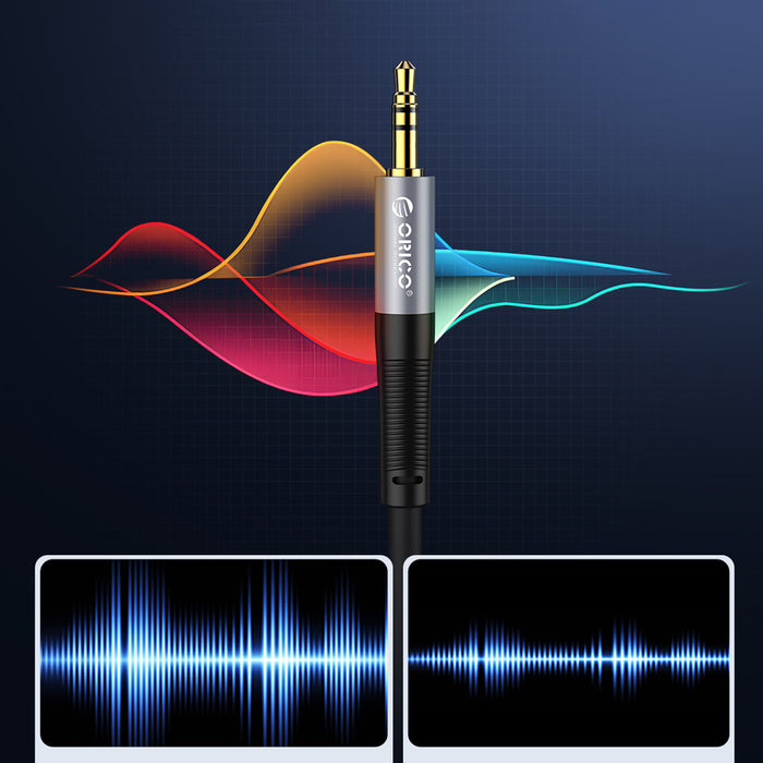 Orico AXW Ъглов аудио кабел Mini Jack 3.5 мм мъжки към мъжки 5 м - черен