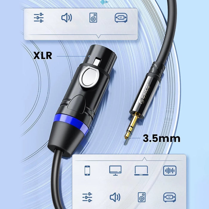 Orico AXKF мини жак 3.5 мм към XLR женски аудио кабел 5 м - черен