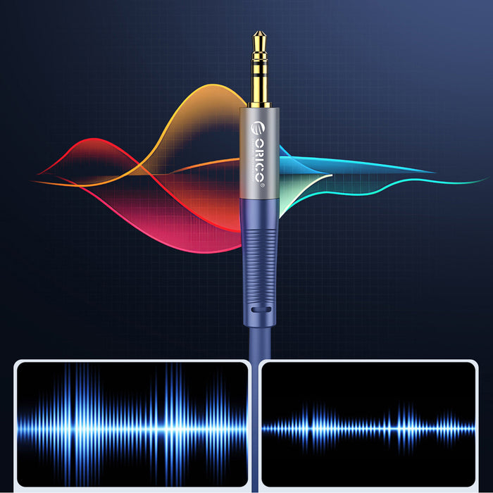 Orico AXRF аудио кабел мини жак 3.5 мм към 2x RCA женски 1.5 м - син