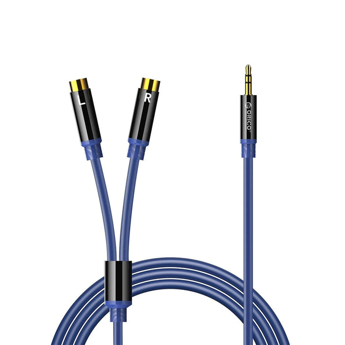 Orico AXRF аудио кабел мини жак 3.5 мм към 2x RCA женски 2 м - син