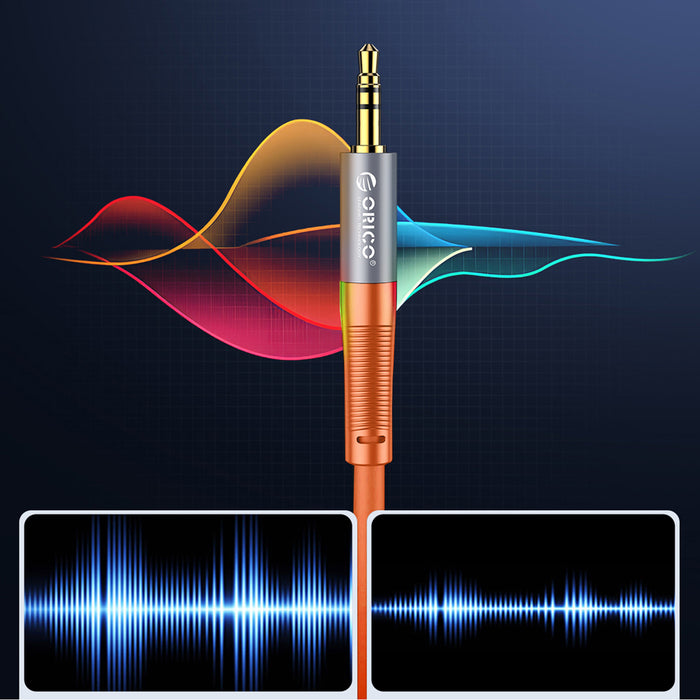 Orico AXRF аудио кабел мини жак 3.5 мм към 2x RCA женски 3 м - оранжев