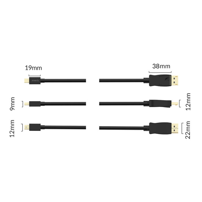 Orico XD-MDTH4 4K 30Hz Mini DisplayPort към HDMI кабел 3 м - черен