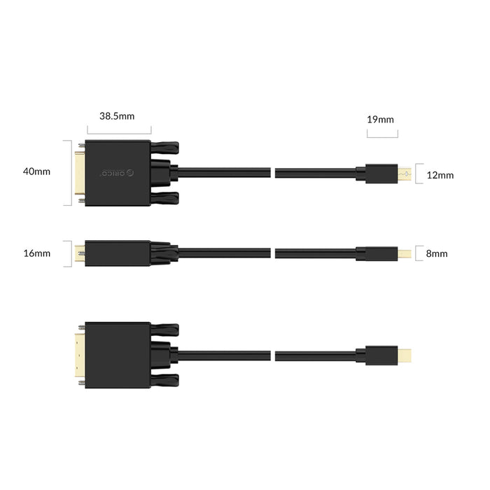 Orico XD-MDTD Mini DisplayPort към DVI Full HD 60 Hz кабел 3 м - черен