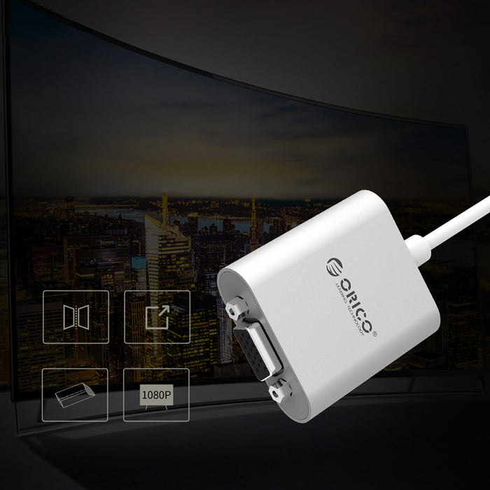 Orico PTAV USB-C - VGA адаптер и 3.5 мм Full HD мини жак 0.15 м - сребрист