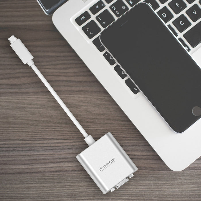 Orico PTAV USB-C - VGA адаптер и 3.5 мм Full HD мини жак 0.15 м - сребрист