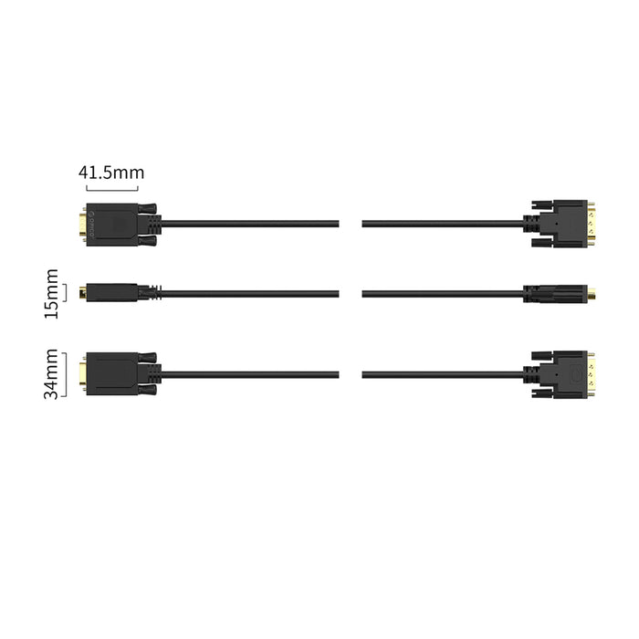 Orico XD-DITV кабел DVI 24+1 VGA Full HD адаптер 5 м - черен