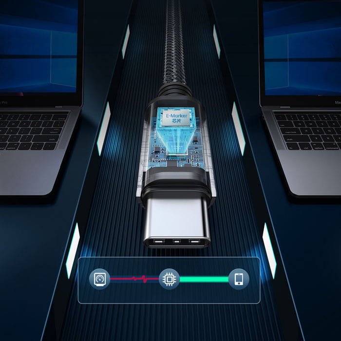 Orico C2CWT USB-C към USB-C PD ъглов кабел 100W 20Gbps 4K 60Hz 2m - Черен