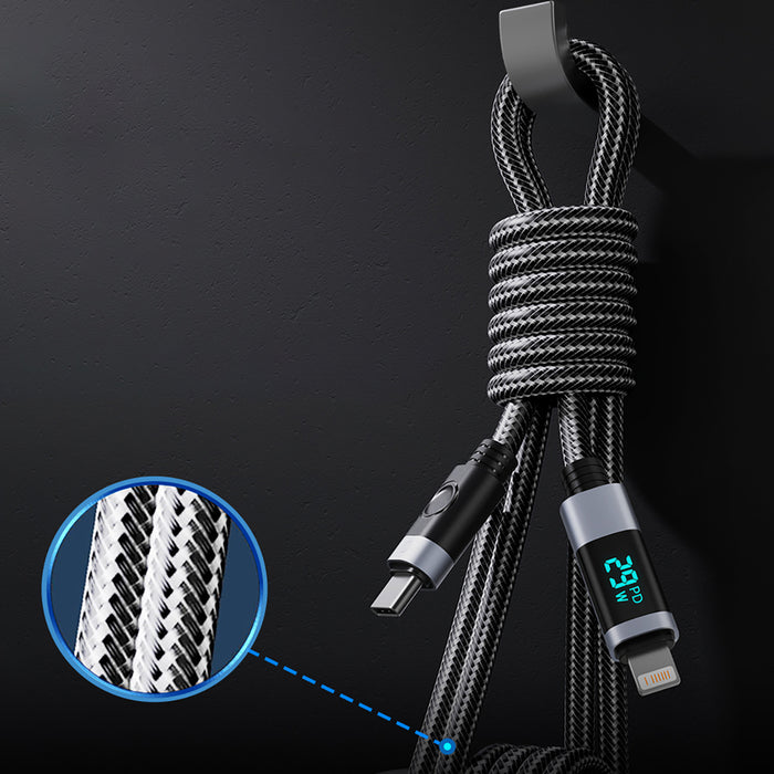 Orico LDA2L USB-A към Lightning кабел 12W с LED дисплей 0.5 м - черен и сребрист