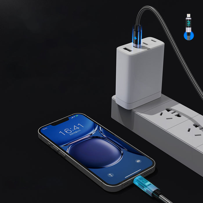 Orico LDA2L USB-A към Lightning кабел 12W с LED дисплей 0.5 м - черен и сребрист