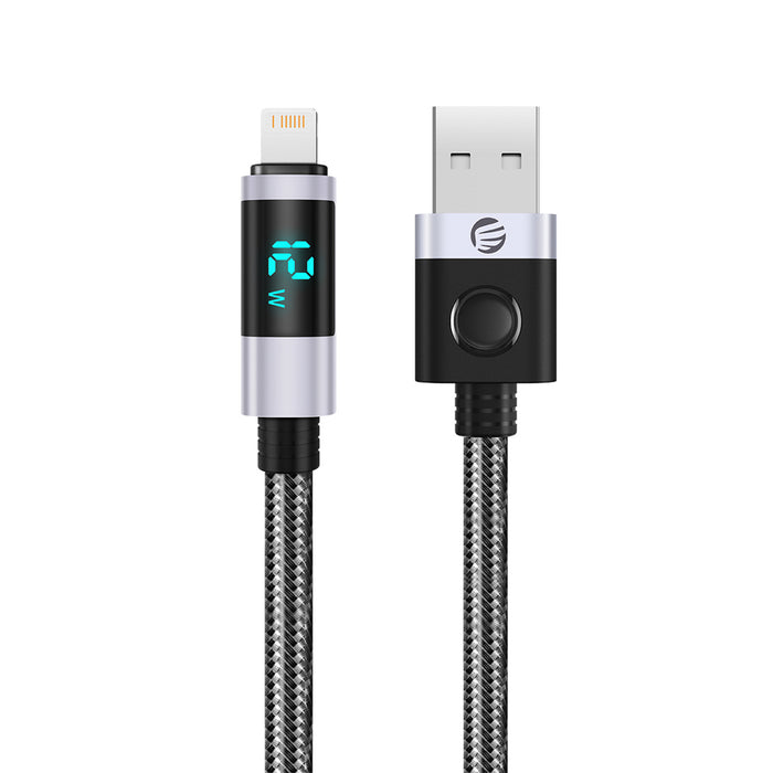 Orico LDA2L USB-A към Lightning кабел 12W с LED дисплей 0.5 м - черен и сребрист