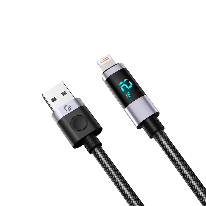 Orico LDA2L USB-A към Lightning кабел 12W с LED дисплей 0.5 м - черен и сребрист