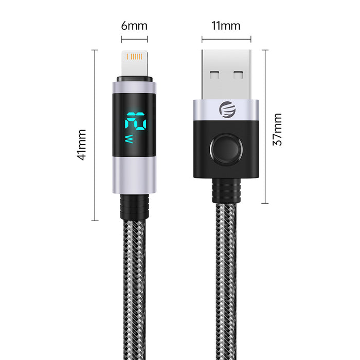 Orico LDA2L USB-A към Lightning кабел 12W с LED дисплей 0.5 м - черен и сребрист
