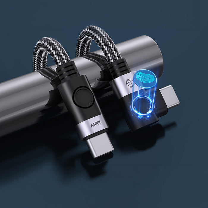 C2C PD100W кабел за бързо зареждане на лаптоп (под прав ъгъл), черен, 1 м