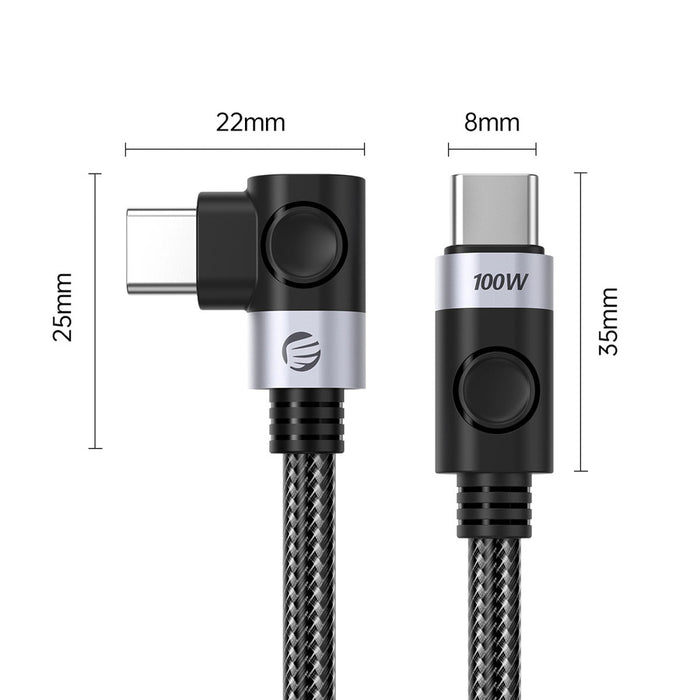 C2C PD100W кабел за бързо зареждане на лаптоп (под прав ъгъл) черен 0.5 м