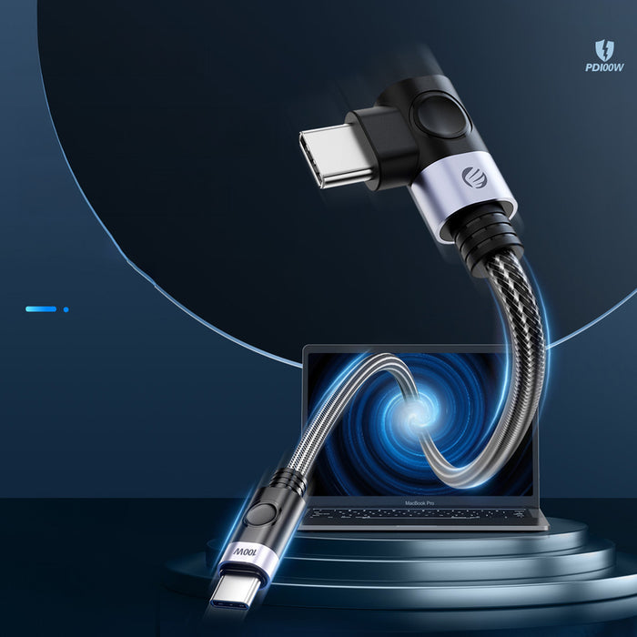 C2C PD100W кабел за бързо зареждане на лаптоп (под прав ъгъл) черен 0.5 м