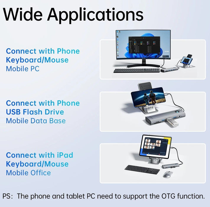 Докинг станция Orico - PW11-10P-GY-EP, 10 порта, USB-C, сива