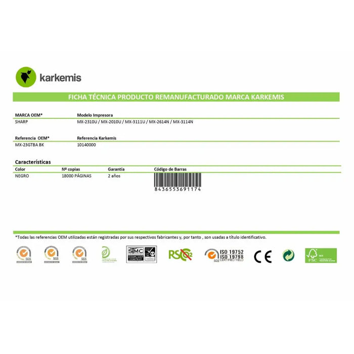 Oригинален тонер Karkemis MX 23GTBA Черен